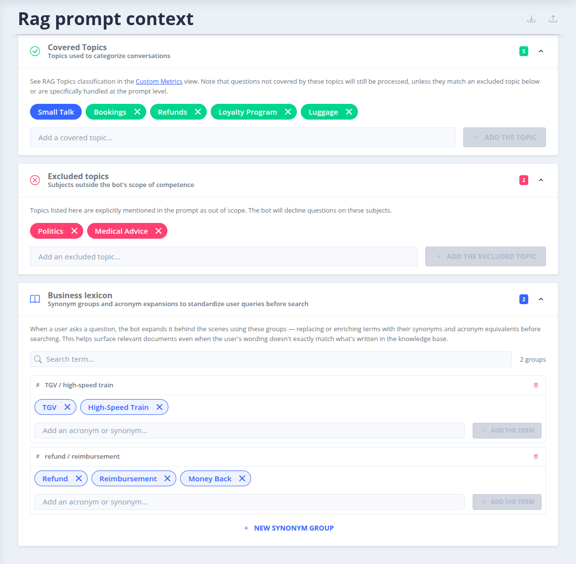 Rag prompt context