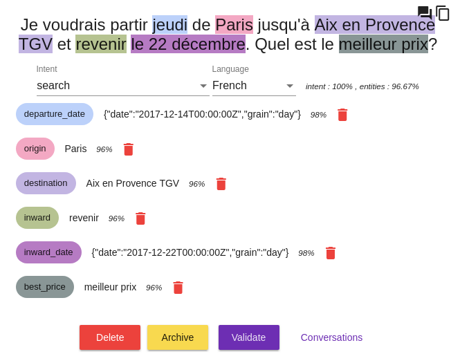 NLU interface example - qualifying a sentence